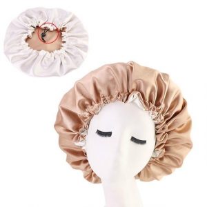 Bonnet Satin Réversible Champagne & Beige | Durags.fr