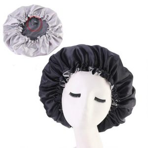 Bonnet Satin Réversible Noir & Argent | Durags.fr