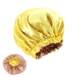 Bonnet Satin Réversible Jaune & Bronze | Durags.fr