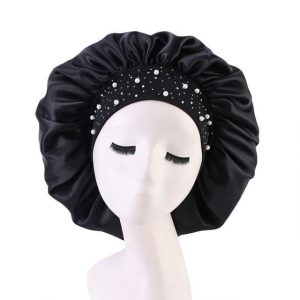 Bonnet de nuit en satin Noir | Durags.fr