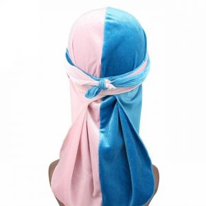 Durag Velours Rose & Bleu