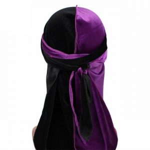 Durag Velours Noir & Violet